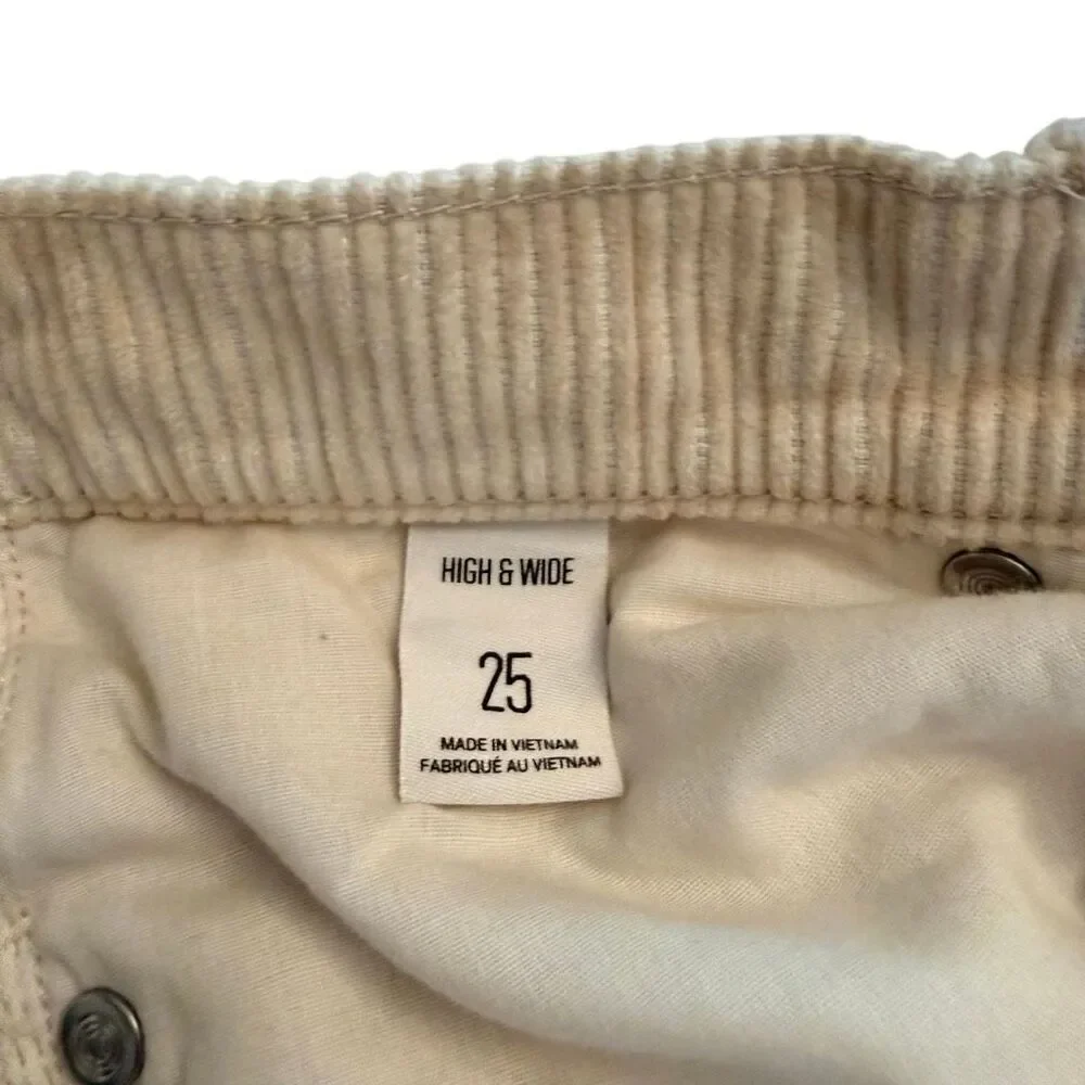 BDG Urban Outfitters High & Wide 100% Cotton Corduroy Pants Beige Size 25